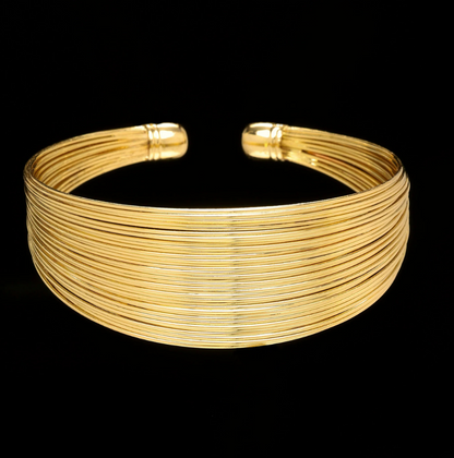 Golden Multi-Wire Thin Line Bangle Bracelets by RABISORA – Elegant Gold-Plated