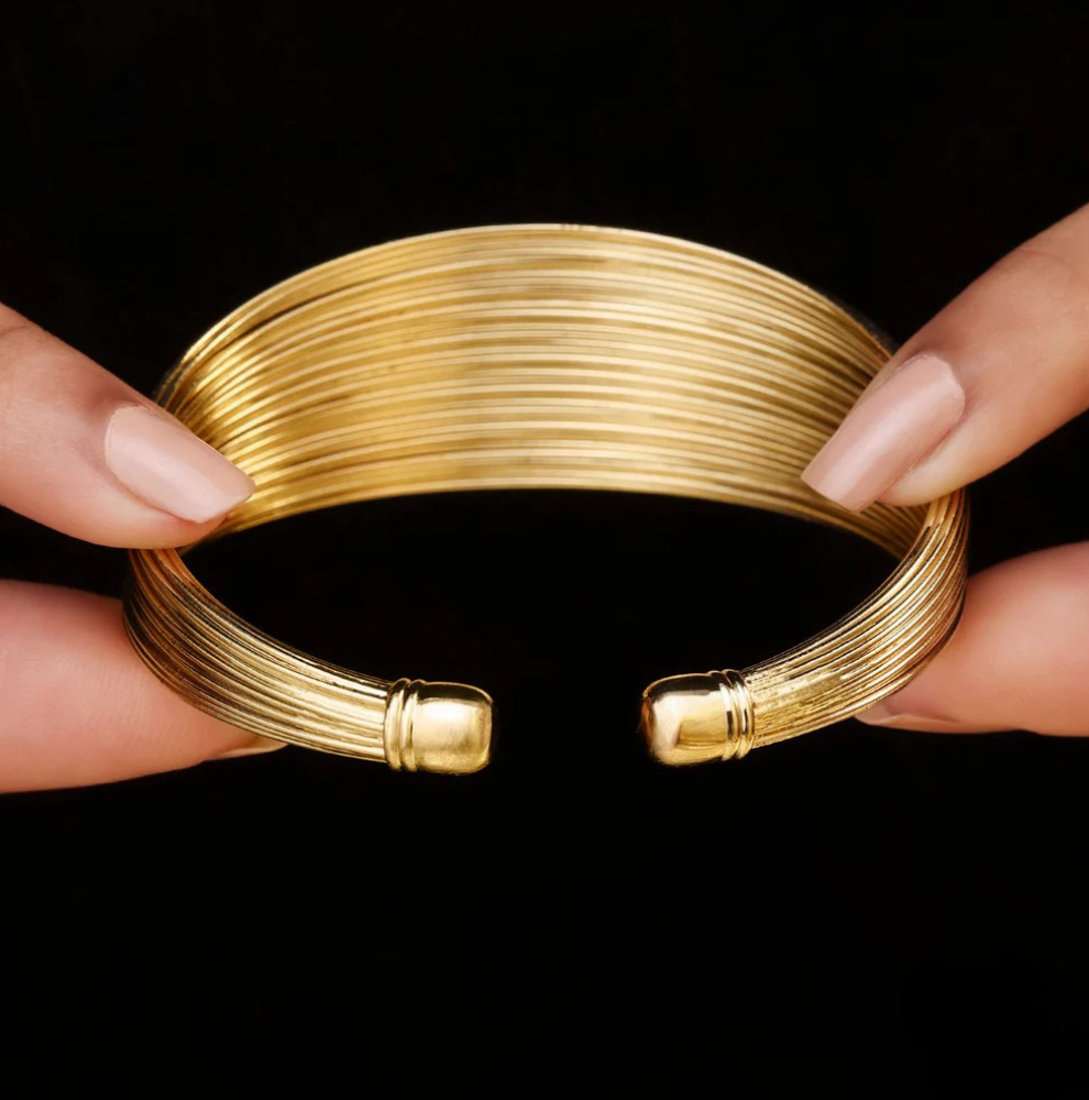 Golden Multi-Wire Thin Line Bangle Bracelets by RABISORA – Elegant Gold-Plated