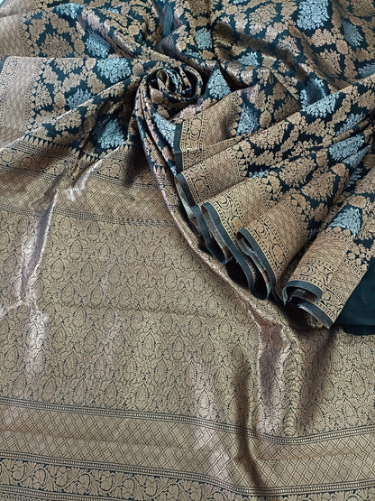 Regal Beauty: Black Handloom Banarasi Silk Saree