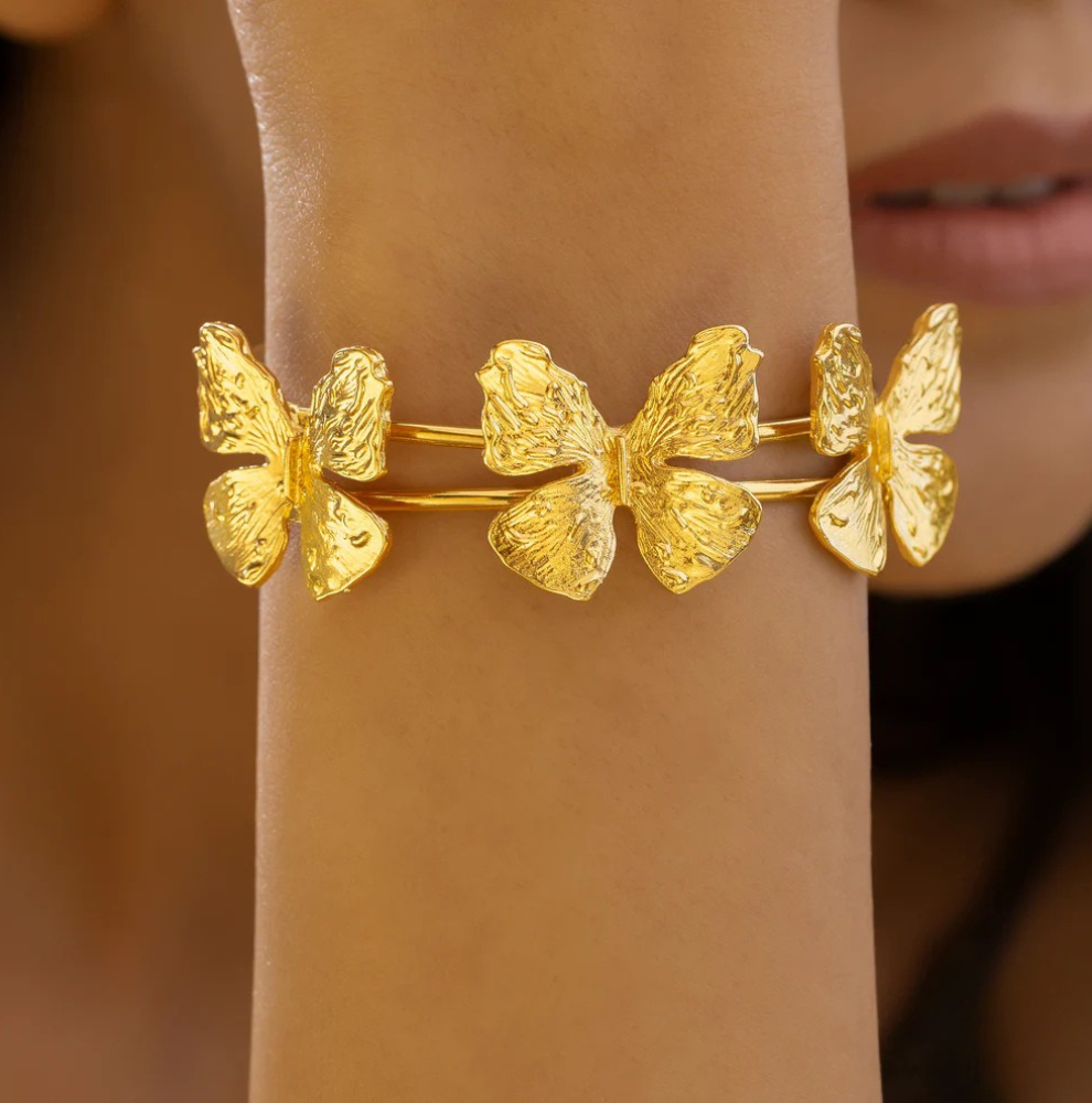 RABISORA-Butterfly Trio Bangle Bracelet – Nature-Inspired Elegance with a Modern Touch