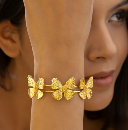 RABISORA-Butterfly Trio Bangle Bracelet – Nature-Inspired Elegance with a Modern Touch