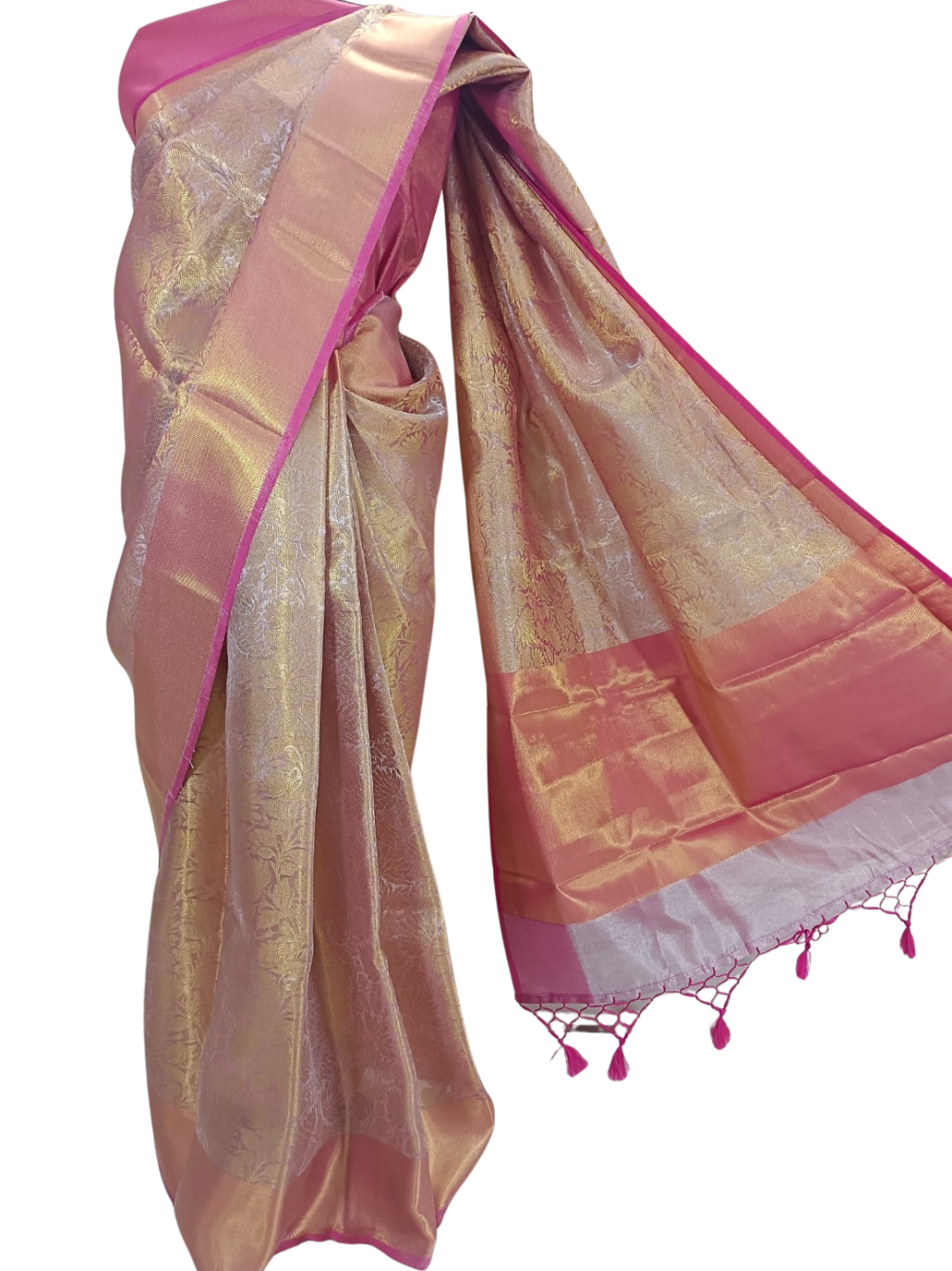 Silver & Gold Tissue Tanchui Silk Saree  – A Drape of Royal Radiance