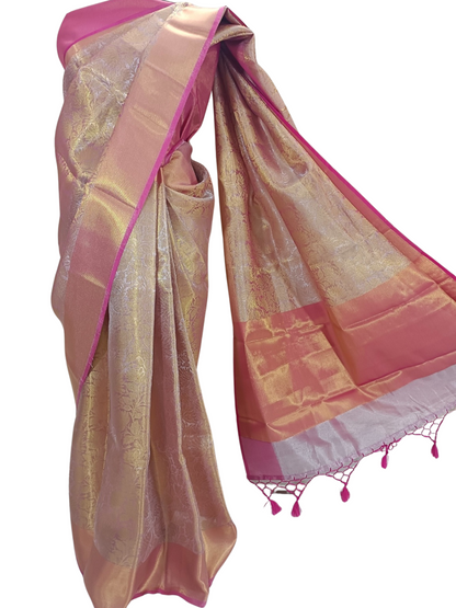 Silver & Gold Tissue Tanchui Silk Saree  – A Drape of Royal Radiance