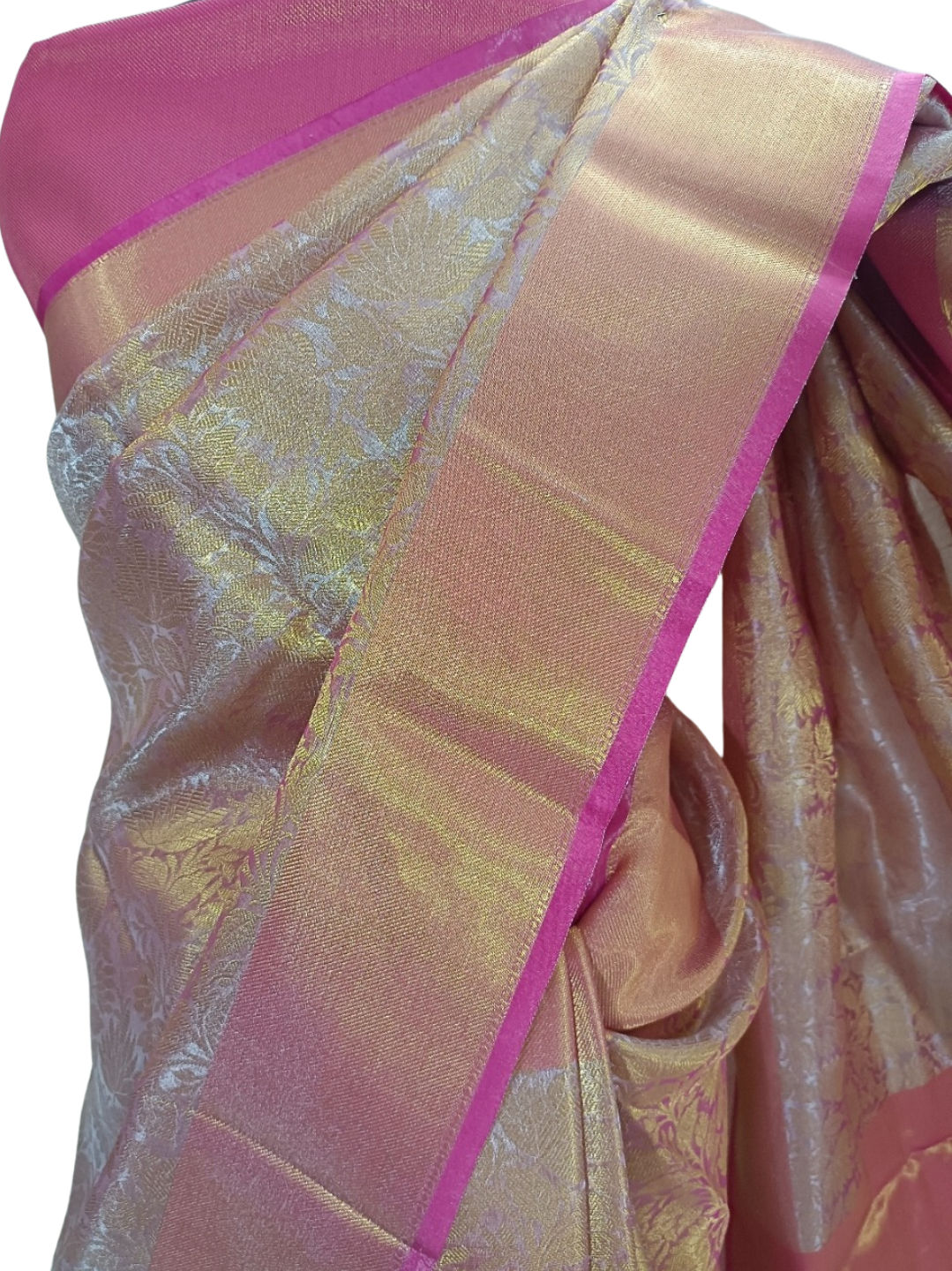 Silver & Gold Tissue Tanchui Silk Saree  – A Drape of Royal Radiance