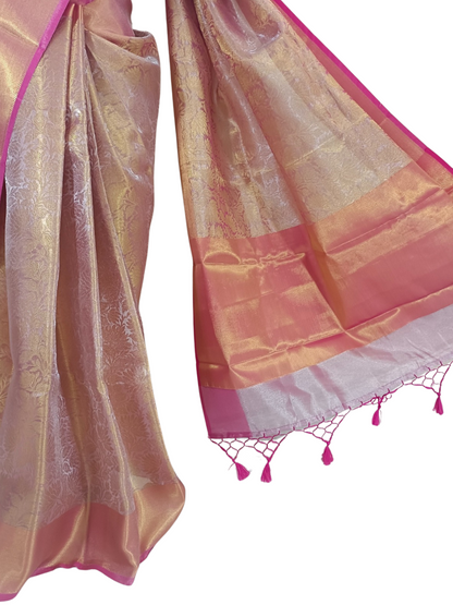 Silver & Gold Tissue Tanchui Silk Saree  – A Drape of Royal Radiance