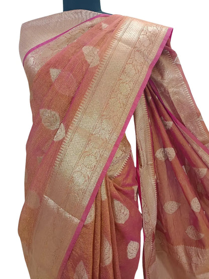 Regal Maroon Banarasi Katan Crushed Tissue Silk Saree – A Timeless Masterpiece