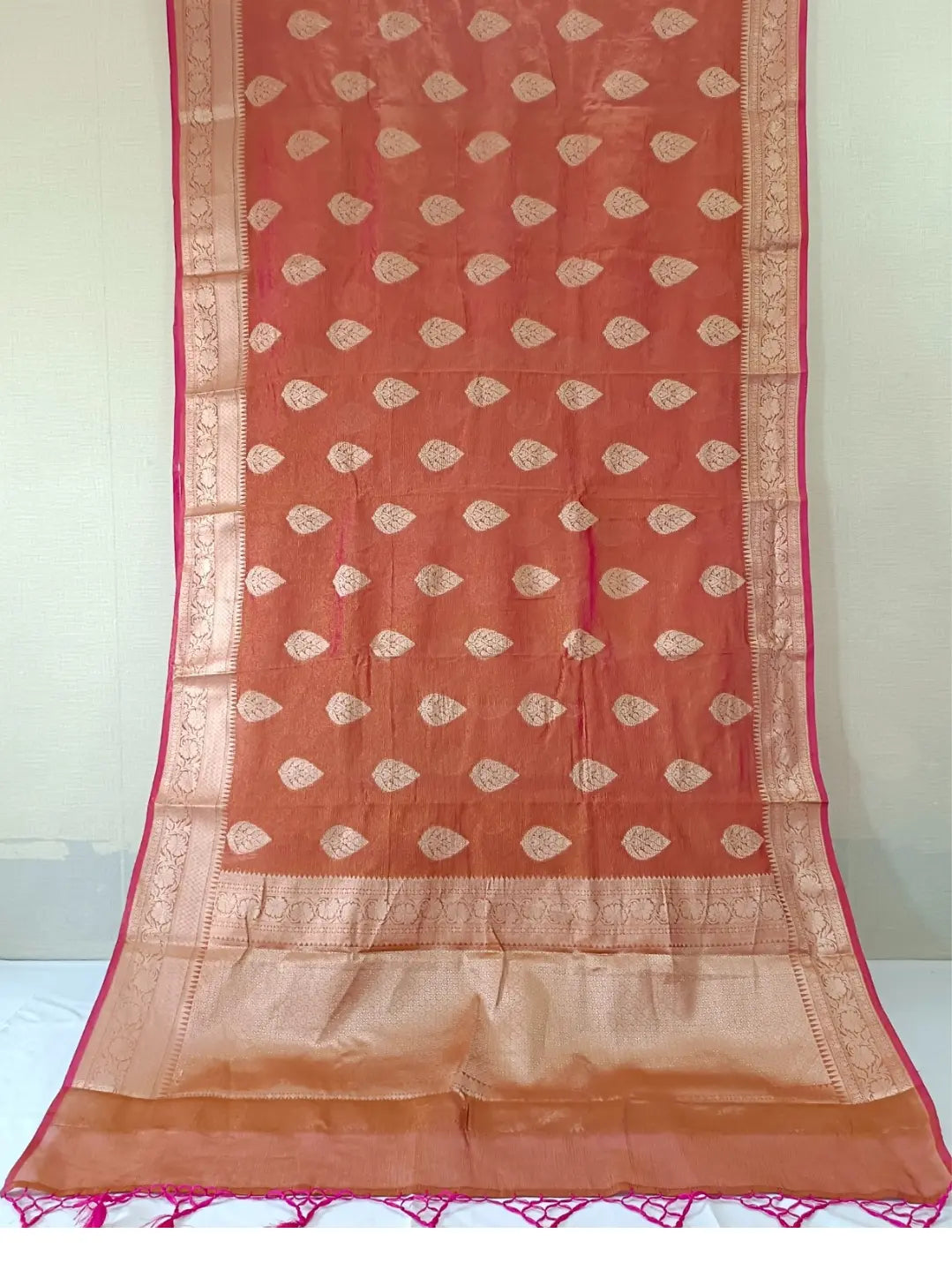 Regal Maroon Banarasi Katan Crushed Tissue Silk Saree – A Timeless Masterpiece
