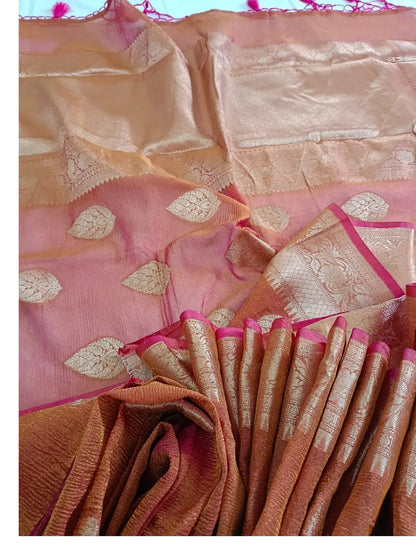 Regal Maroon Banarasi Katan Crushed Tissue Silk Saree – A Timeless Masterpiece