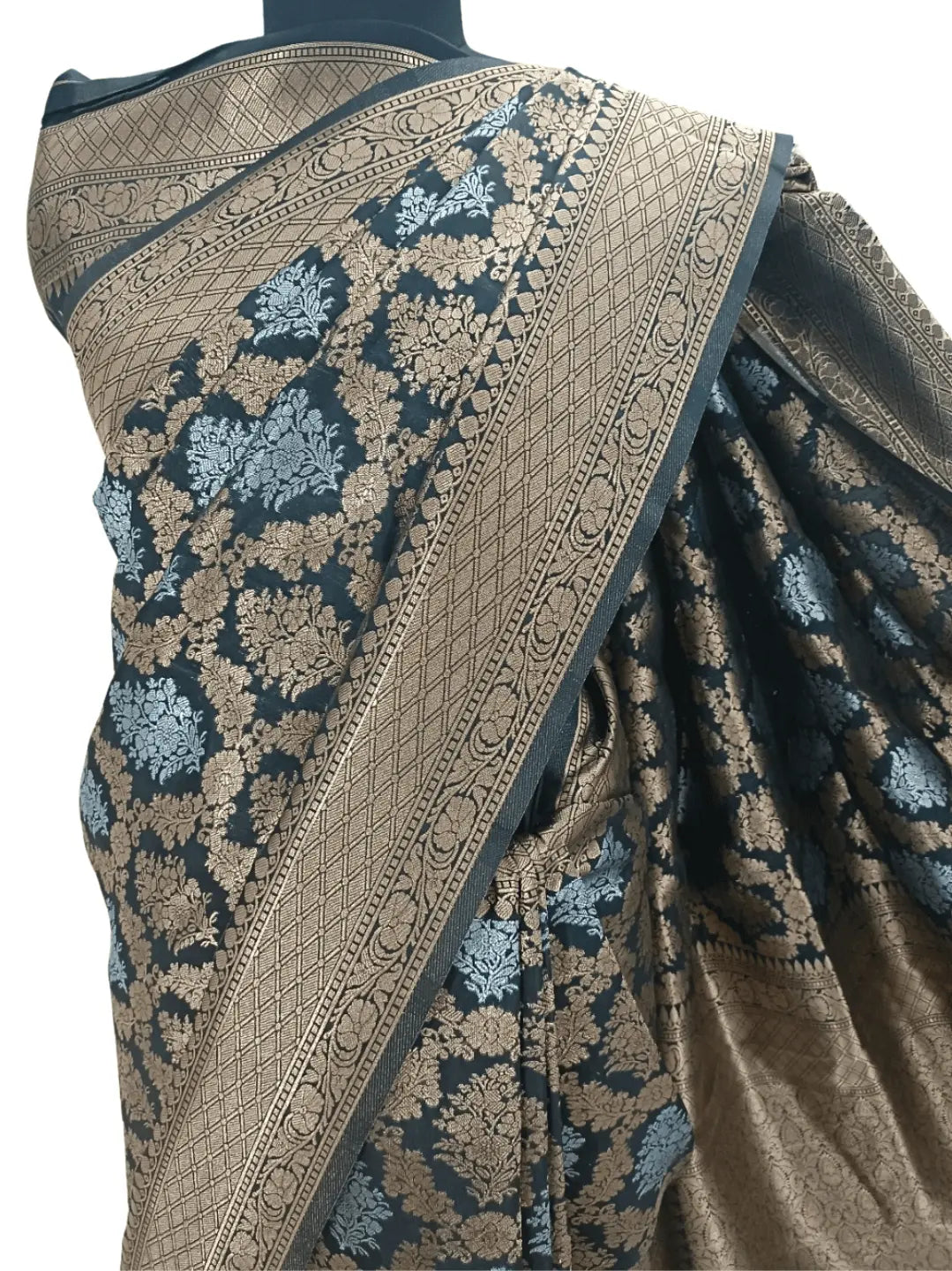 Regal Beauty: Black Handloom Banarasi Silk Saree