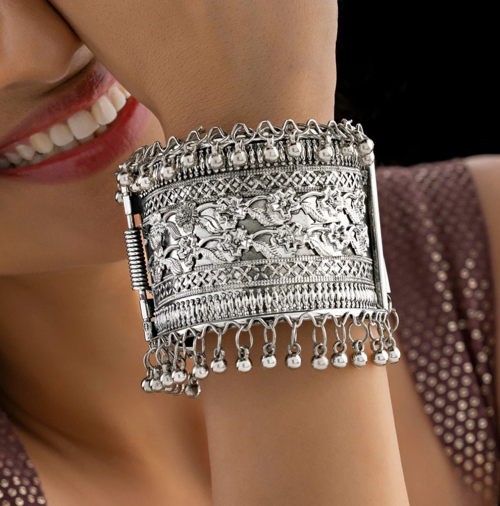 RABISORA Oxidised Silver Celestial Armament Bracelet ✨ – Universe-Inspired Statement Jewelry