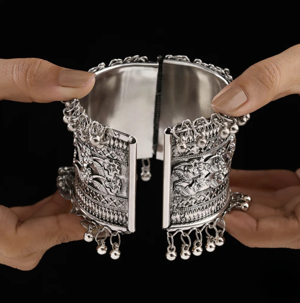 RABISORA Oxidised Silver Celestial Armament Bracelet ✨ – Universe-Inspired Statement Jewelry